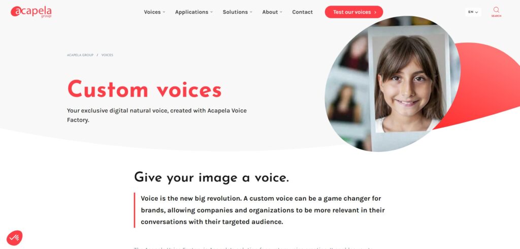 Acapela AI App Custom Voice