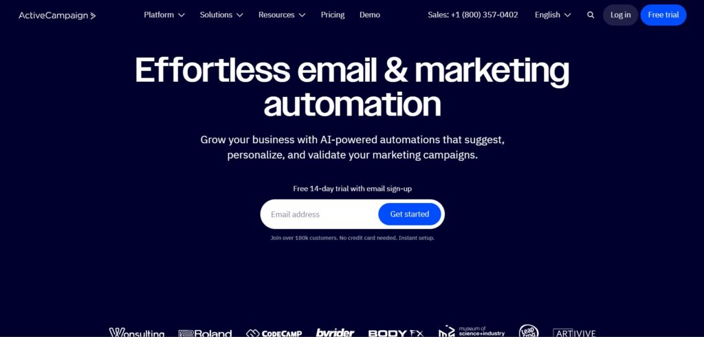 ActiveCampaign AI App Homepage