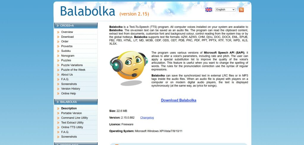 Balabolka AI App Homepage