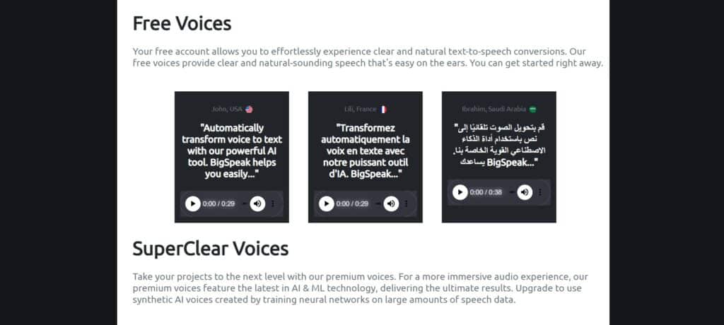 BigSpeak AI App Free Voices