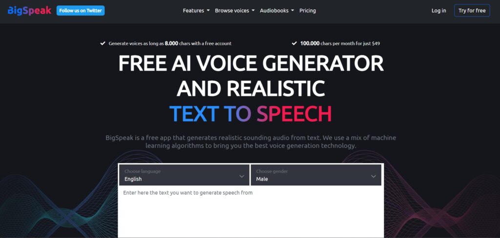 BigSpeak AI App Homepage