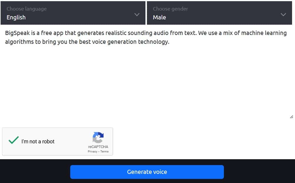 BigSpeak AI App Voice Generator