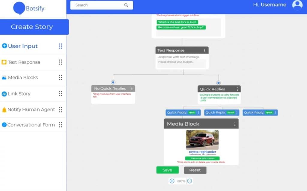 Botsify AI App Drag and Drop Feature