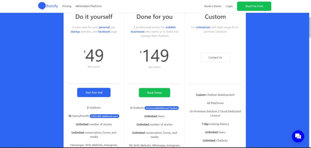 Botsify AI App Pricing