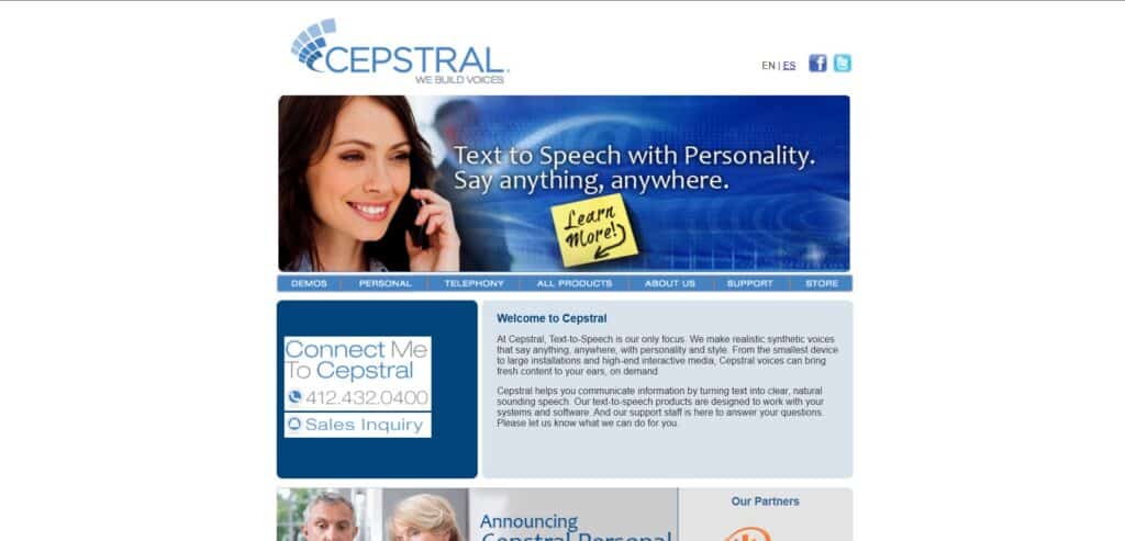 Cepstral AI App Homepage