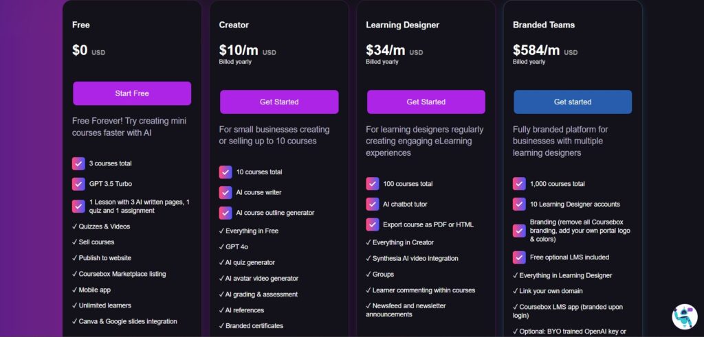 Coursebox AI App pricing