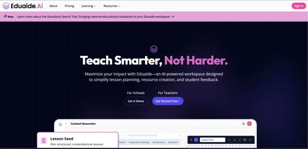 Eduaide AI App Homepage