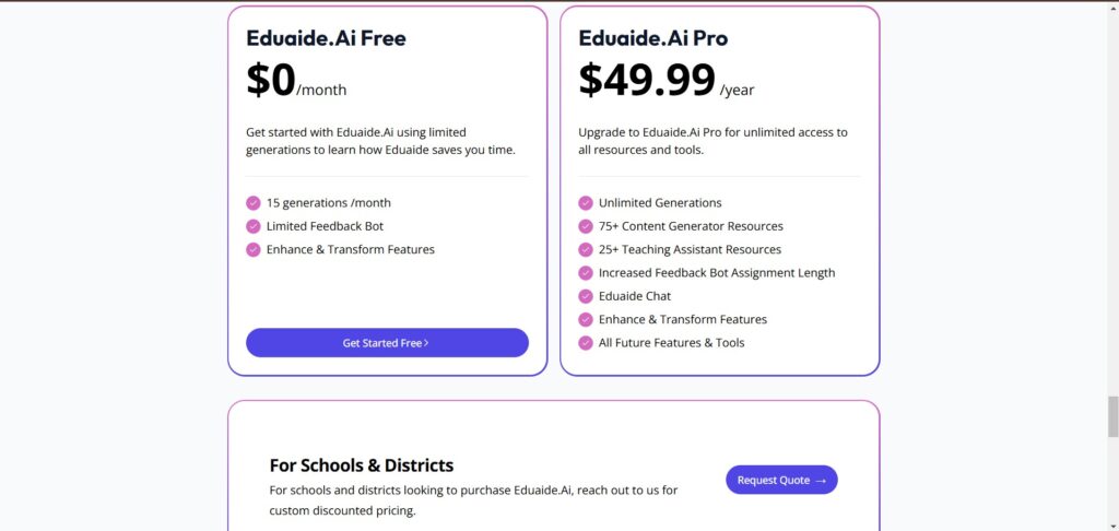 Eduaide AI App Pricing