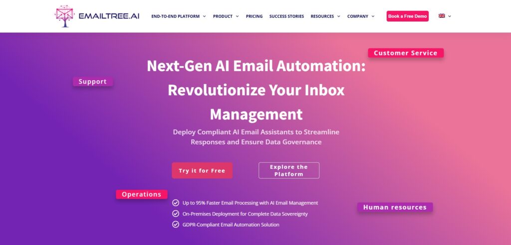 EmailTree AI App Homepage