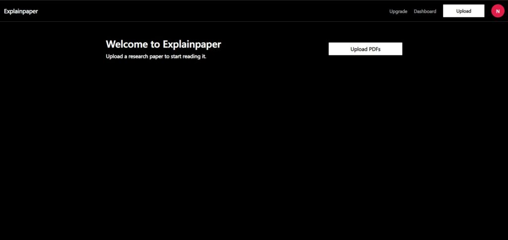 Explainpaper AI App Dashboard