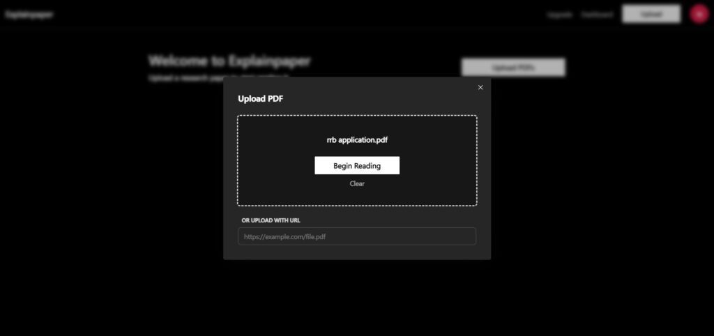 Explainpaper AI App PDF Upload