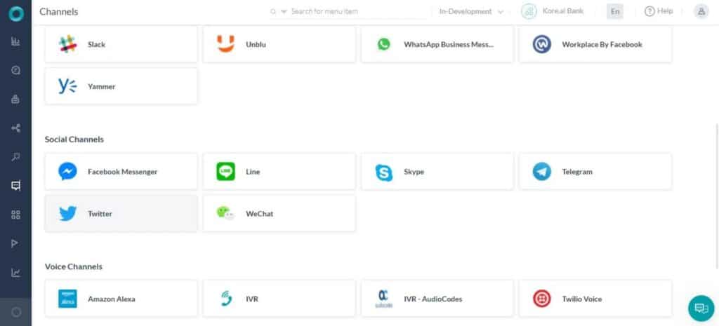 Kore AI App Channels