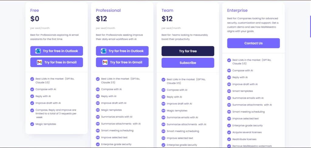 MailMaestro AI App Pricing