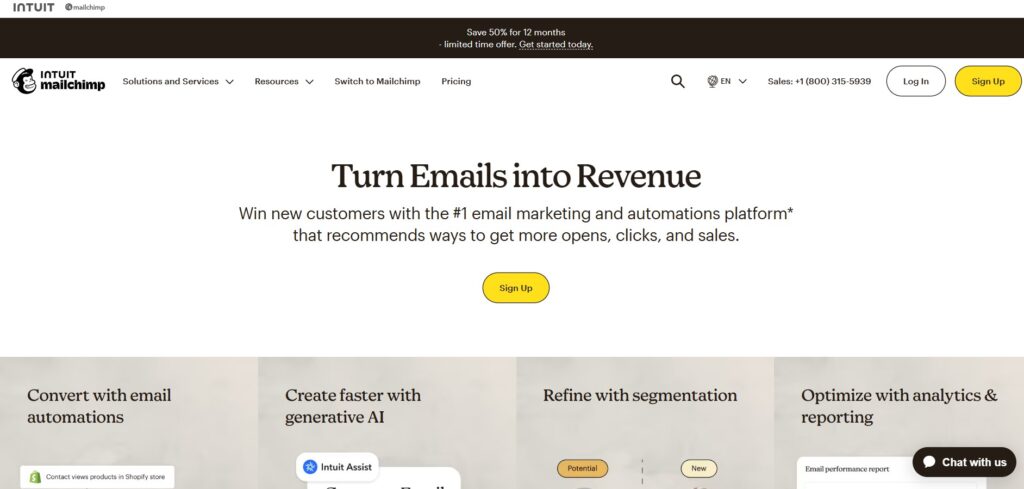 Mailchimp AI App Homepage