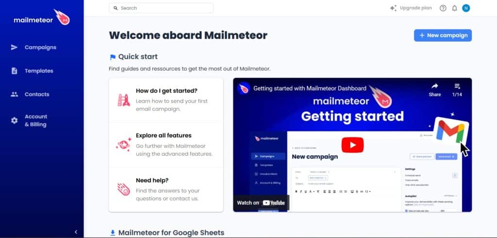 Mailmeteor AI App Dashboard