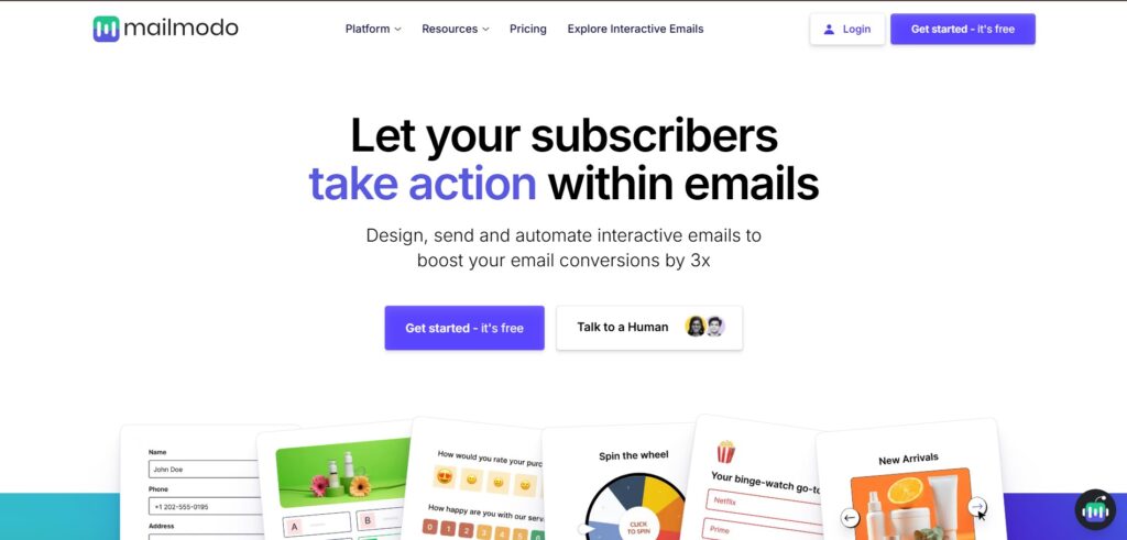 Mailmodo AI App Homepage