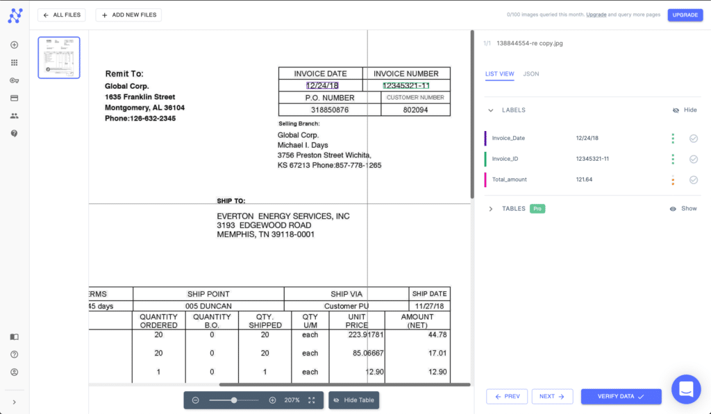 Nanonets AI App Invoice-Extraction–Profile