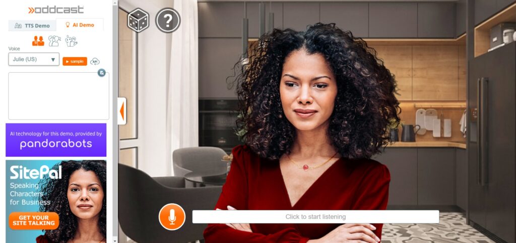 Oddcast AI App Speaking Charecters