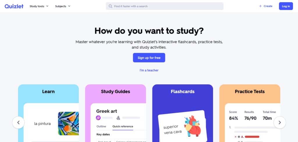 Quizlet AI App Homepage