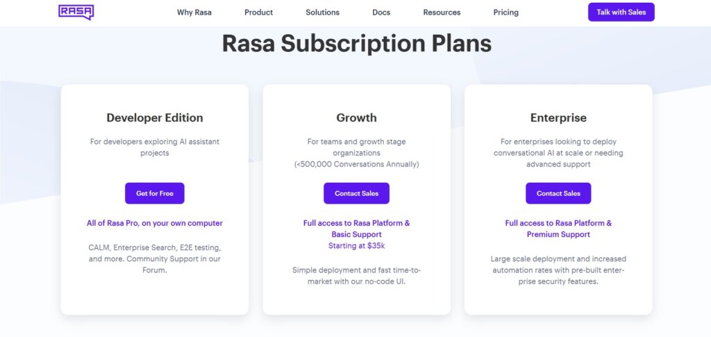 Rasa AI App Pricing