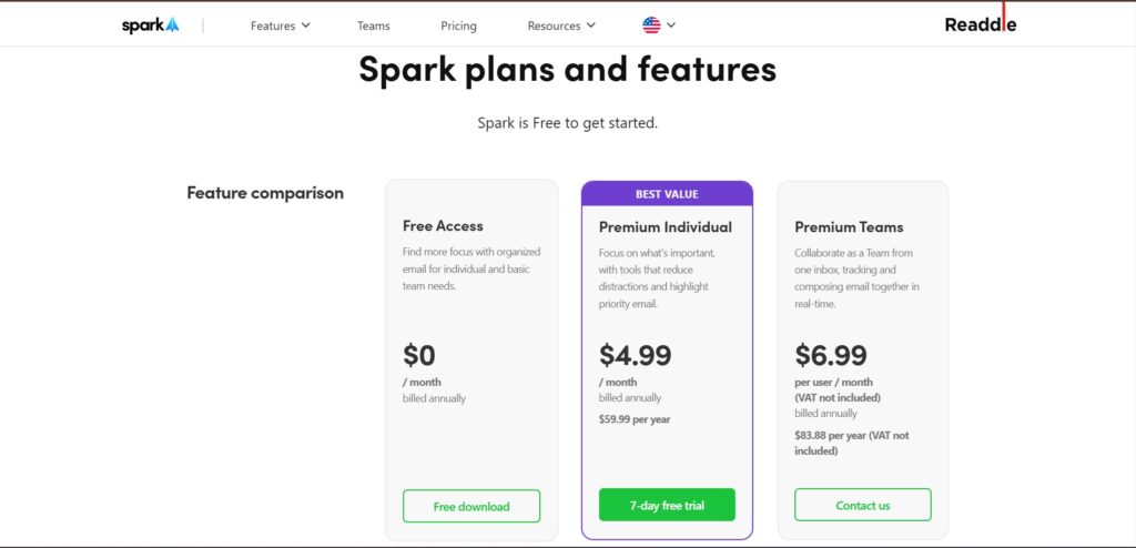 Spart Email AI App Pricing