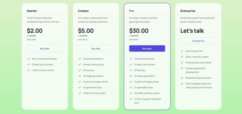 Uberduck AI App Pricing