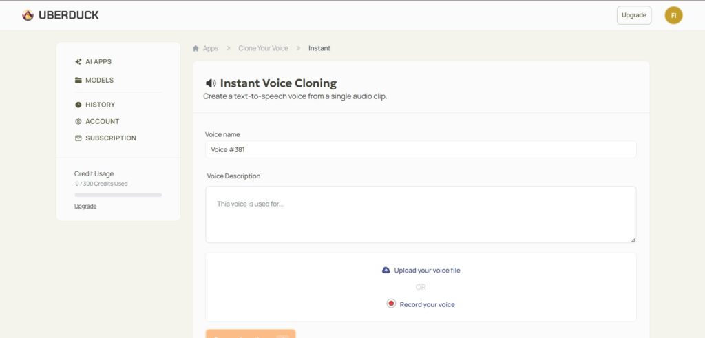 Uberduck AI App Voice Cloning