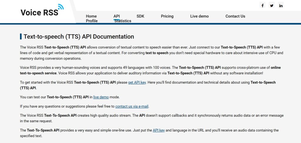 Voice RSS AI App Text to Speech