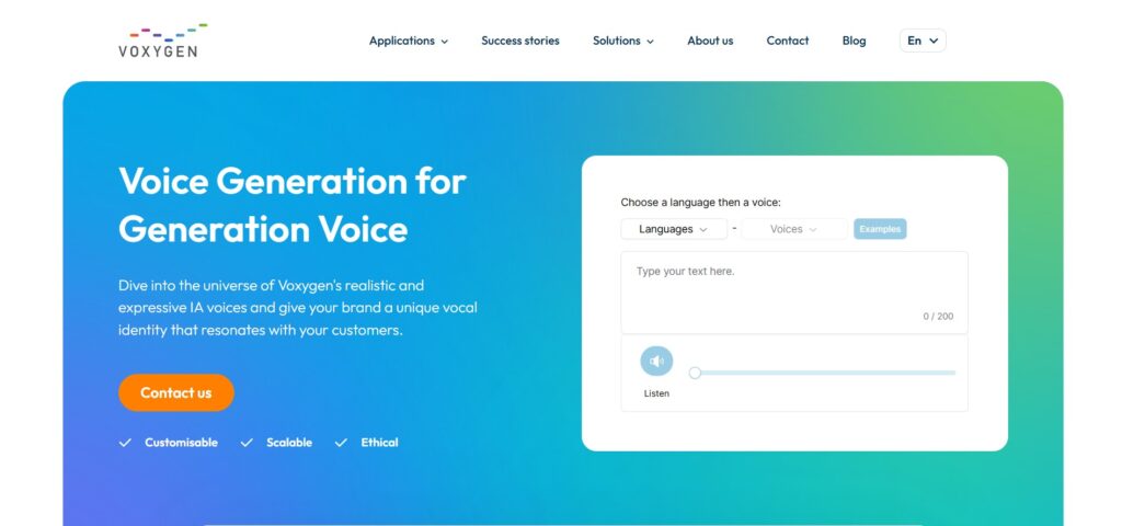 Voxygen AI App Homepage