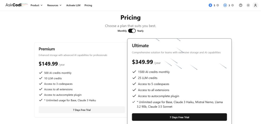 AskCodi AI App Pricing