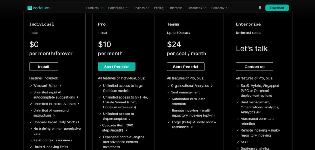 Codeium AI App Pricing