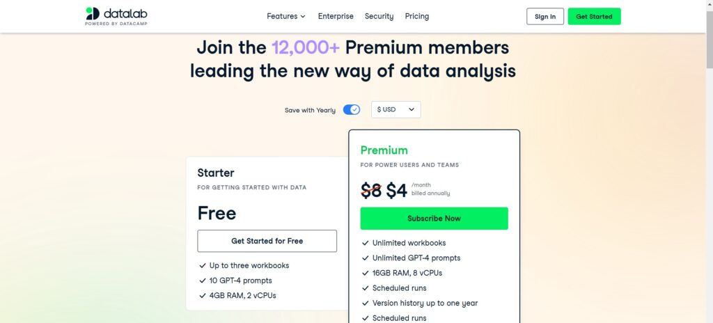 DataLab AI App Pricing