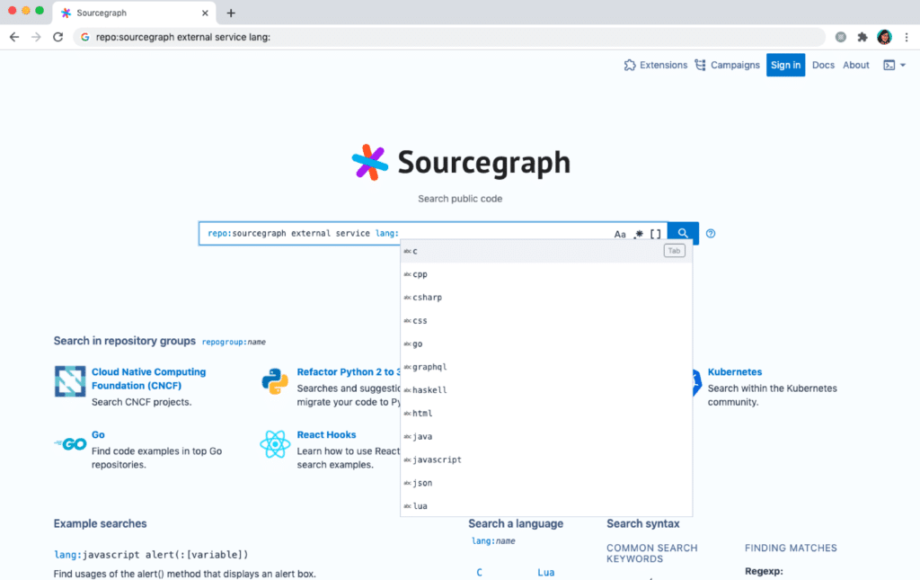 Sourcegraph AI App Coding