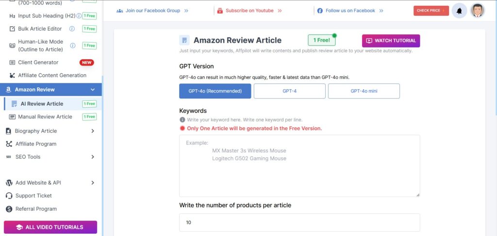 Affpilot AI App Review Writer