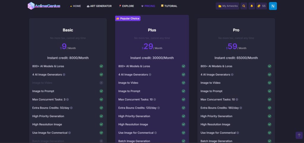 Anime Genius AI App Pricing