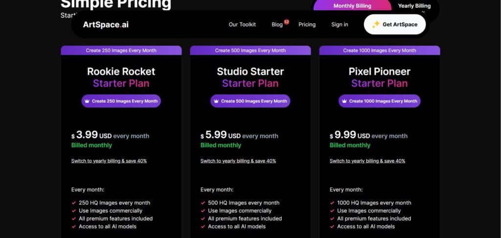 Artspace AI App Pricing