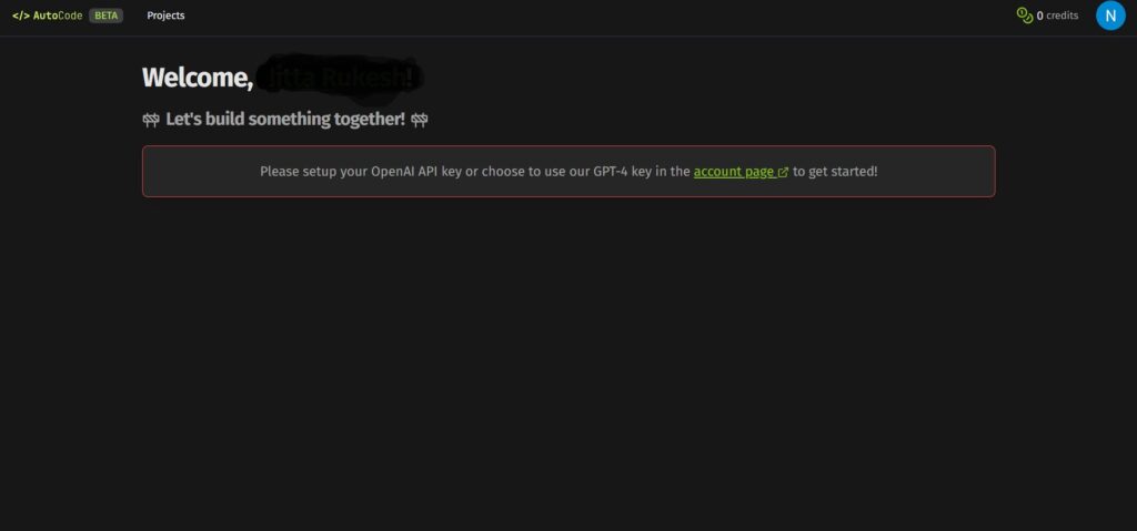 Auto Code AI App Dashboard