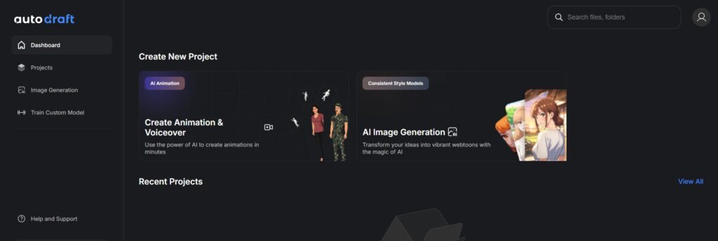 Autodraft AI APp Dashboard