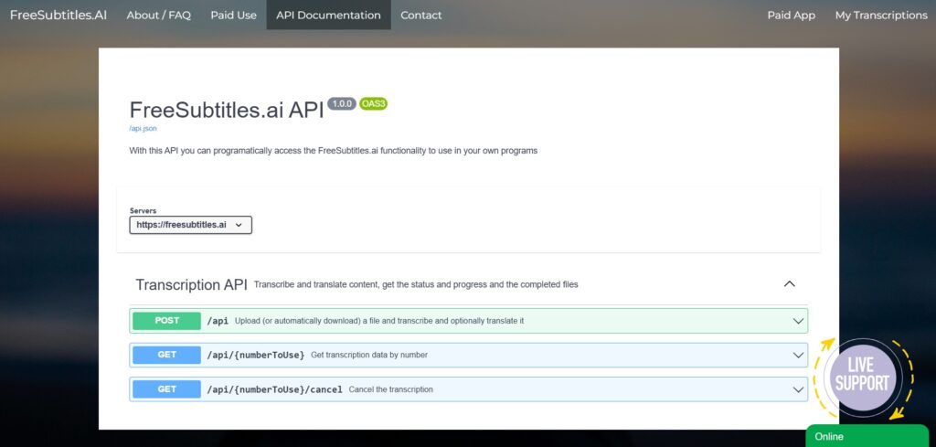 Free Subtitle AI App API