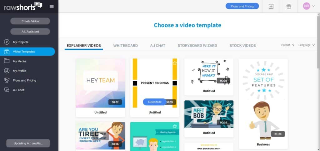 Raw SHorts AI APp Templates