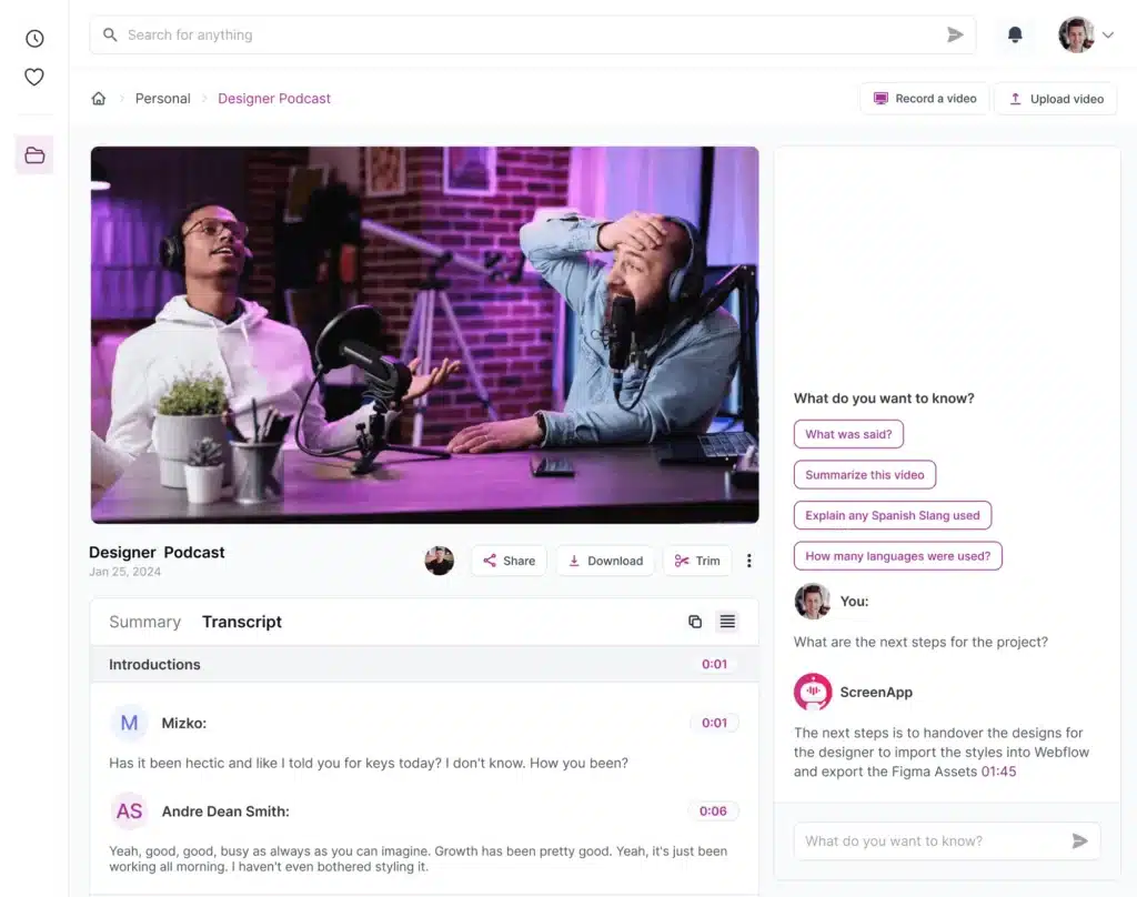 Sceen App AI App Video to Text