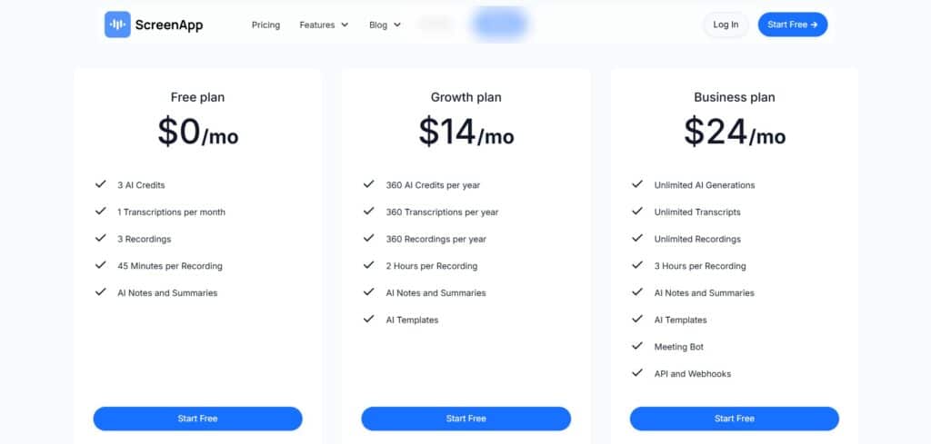 Screen App AI APp Pricing