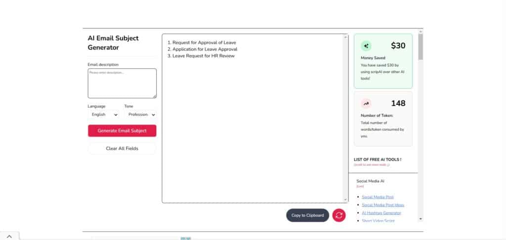 Scrip AI App Email Subject Generator
