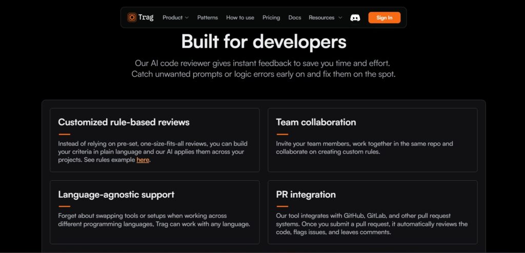 Trag AI App features