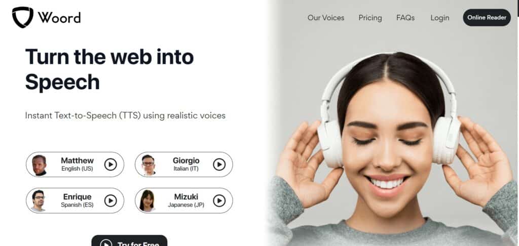Woord AI App Homepage