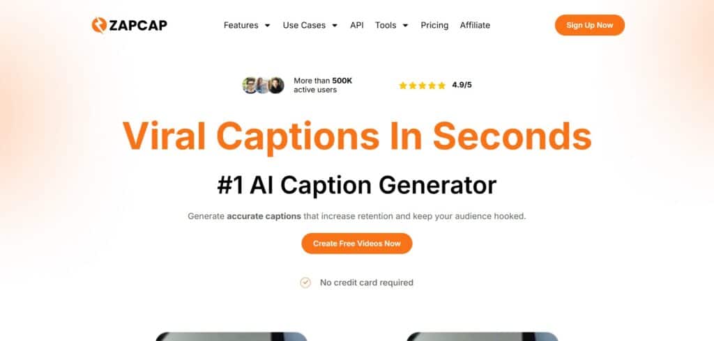 ZapCap AI APp Homepage