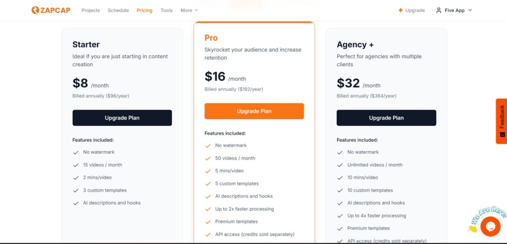 ZapCap AI APp Pricing