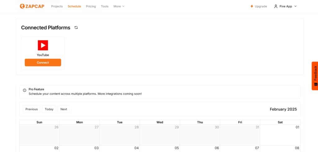 ZapCap AI App Schedule