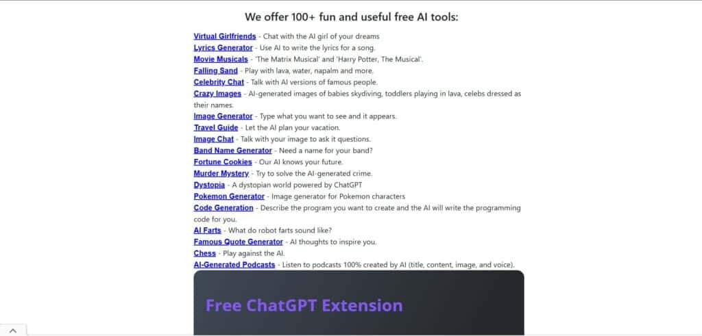 Boredhumans AI App Homepage