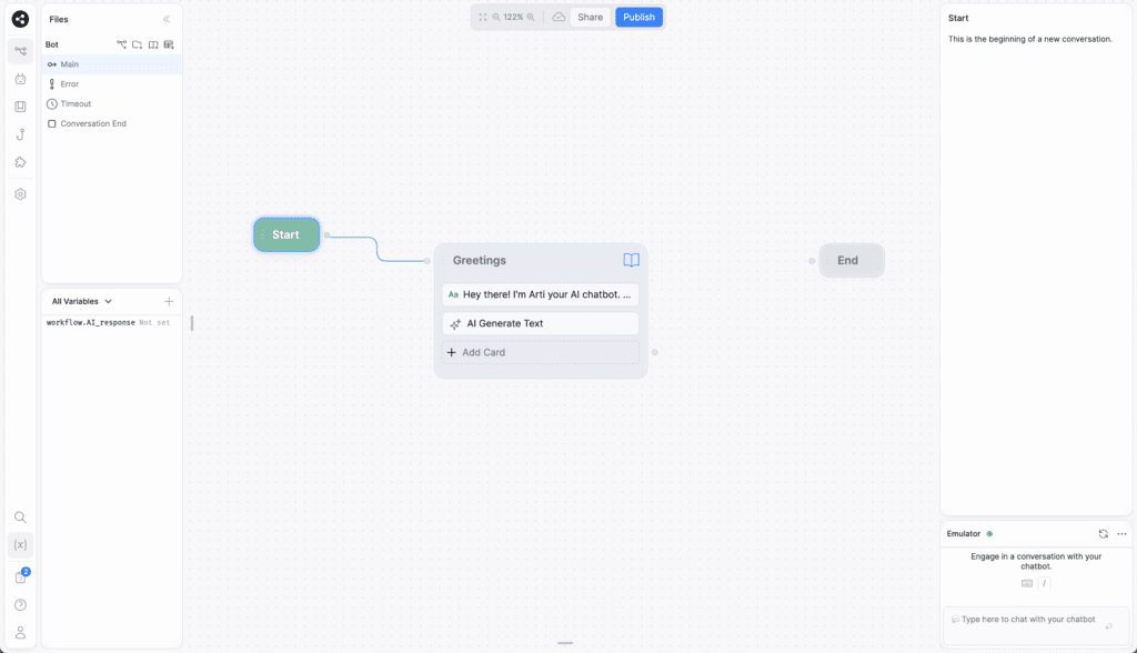 Botpress AI App Visual Conversation Builder